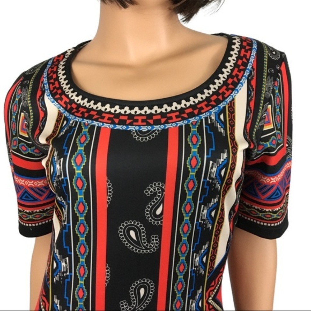 Jealous Tomato Geometric Paisley Dress Red Black Woman’s M Colorful Graphic - Picture 5 of 13